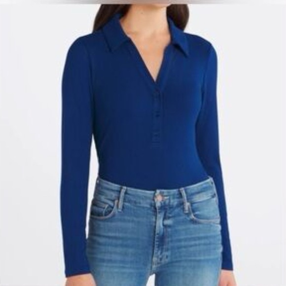 Violet & Roses Blue Ribbed Bodysuit Plus Size 1X - Picture 14 of 14